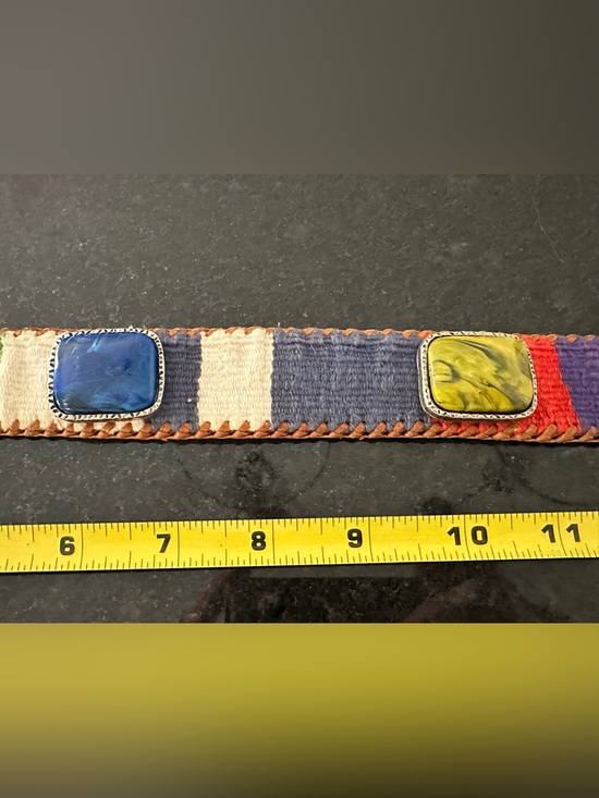 Vibrant Vintage Mayan Designs Guatemalan Woven Belt w/ Large Stone Accents ✨ main image 6
